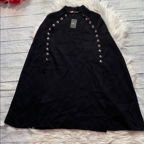 SOLD! Maje Mood Black Knit Poncho Cape sz 2 M NWT - Picture 2 of 6